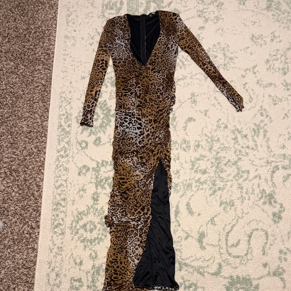 Fashion Nova Leopard Print Long Sleeve Dress - Picture 3 of 4